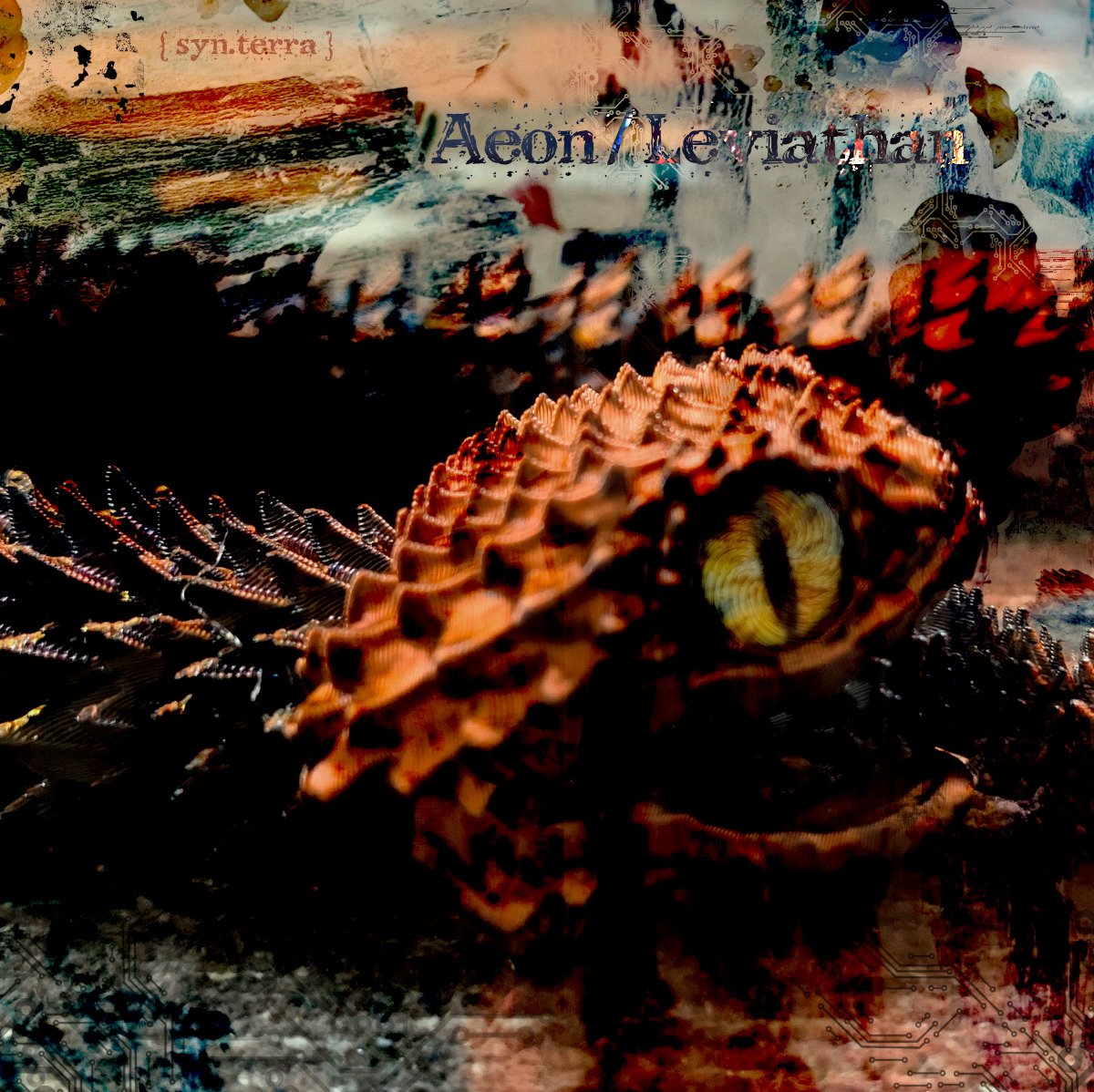 a dark red and black snake head